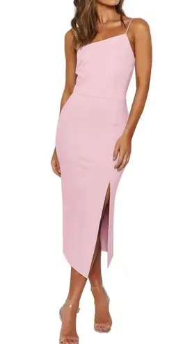 None LYANER Women's Spaghetti Straps Split Hem Sleeveless
Zipper Bodycon Midi Dress