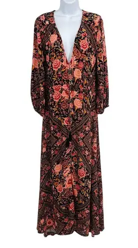 Spell & The Gypsy Collective Babushka Printed Maxi Gown Dress Babs Floral FP Black Size L