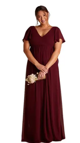 Birdy Grey Hannah Empire A Line Dress XXL Cabernet Red Solid Lined Maxi New