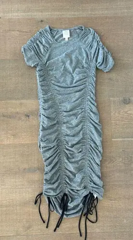Cinq à Sept cinq a sept Estella ruched gray bodycon tie mini dress