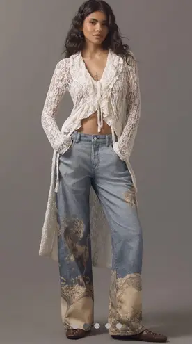 New with tags Anthropologie Pilcro low rise wide leg jeans 25 tall Blue