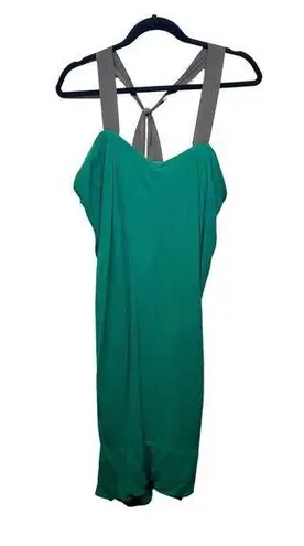 J. Crew Women's Strappy Pullover Green Midi Dress Size 12 Sweetheart Neck