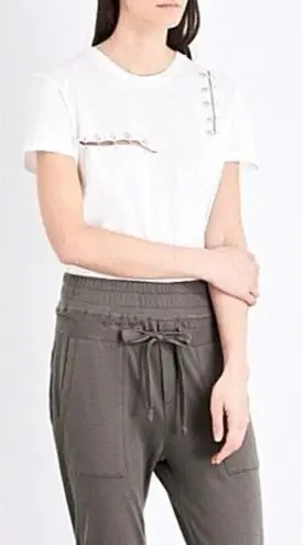 The Kooples White Cotton Jersey Crew Neck Short Sleeve Pin Tee Size S