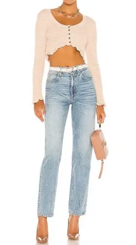 Free People  Rosehip Cardi Button-Up Crop Sweater in White Tan Cream - Image 5