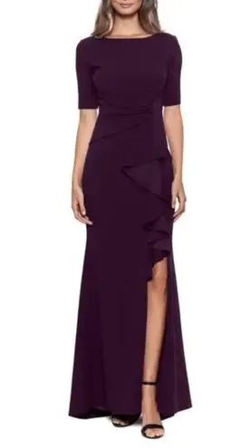 Betsy and Adam Womens Pur-ple Lined 3/4 Sleeve Dress size 12