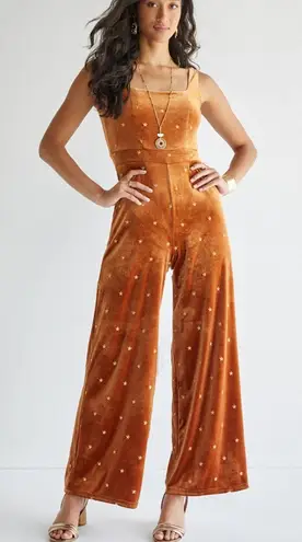 Francesca's Estella Velvet Star Jumpsuit 