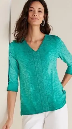 Soft Surroundings Trevi Lace Top Jewel Green Size 3X Beachy Boho Coastal Mature