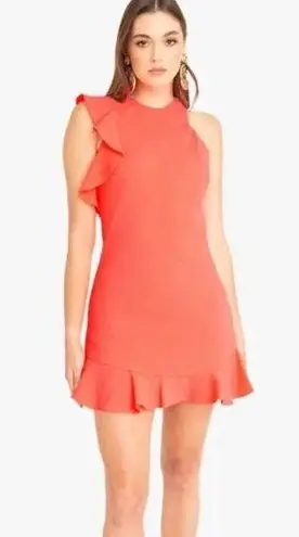 Black Halo sonny neon coral ruffle sleeveless mini dress