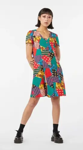 Dangerfield Patchwork Viscose Dress size AU 12/8 Green