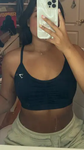 Gymshark Navy Blue Ruched Sports Bra