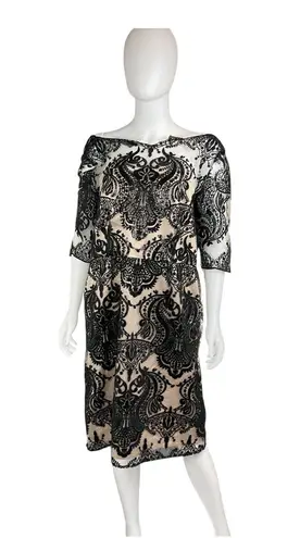 Tahari Arthur S. Levine Black Lace Dress Cocktail Party Evening Sheath Size 14