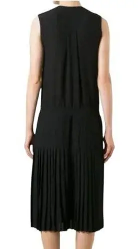 Vince  Black Drop Waist Pleated Neutral Minimalist Midi Dress NWOT Size XL