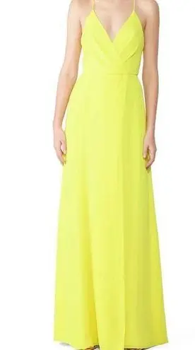 Jay Godfrey Neon Yellow Georgette Zipper Fully Lined High Slit Gown Dress Size 2