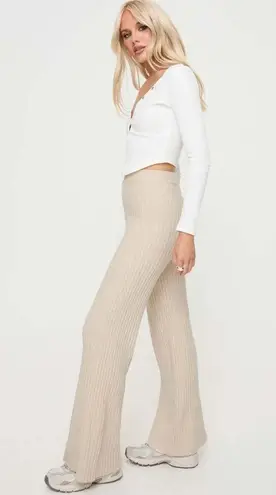 Princess Polly Montana Cream Ribbed Relaxed Fit Wide Leg Knit Pants S/M