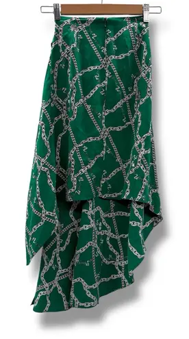 Zadig & Voltaire Zadig & Voltaire Jana CDC Silk Green & Silver Chaines Tie Front Skirt Sz XS