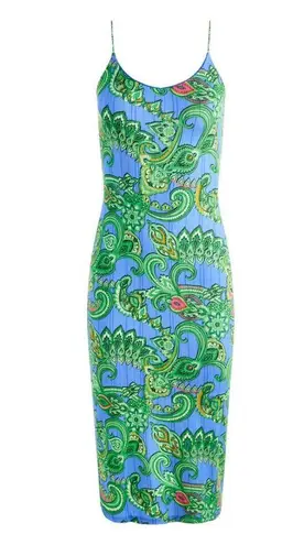 Alice + Olivia 💕💕 Delora Spaghetti Strap Midi Dress Spring Paisley Print 2 NWT