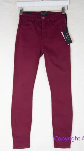 New! Jen 7, 7 for all mankind dark burgundy skinny legging ankle jeans, size 0 Red