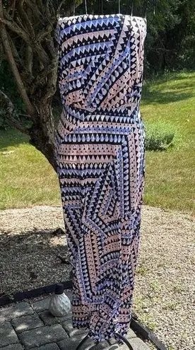 Susana Monaco Susanna Monaco Aztec color block strapless maxi dress