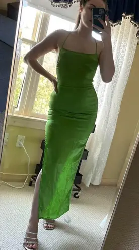 Rat & Boa Carine Green Floral Jacquard Open Back Corset Maxi Dress Medium