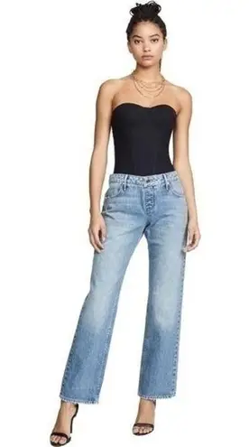RtA Ames Denim Jean Black Bustier Jumpsuit in Gallo Blue Size XXS NWT