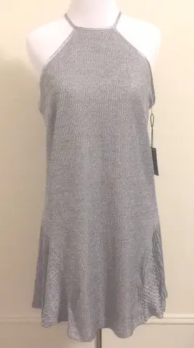 Whitney eve Dress Women 4 Gray Metallic Mini Halter Festival Trapeze Tent New