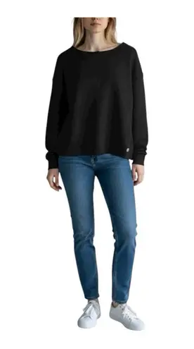 Fundamental Performance Women’s Eastside Crew Neck Sweatshirt L Black Raw Hem Size L