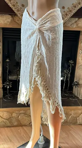 Boho Twist Skirt With Tassels Ivory M Tan Size M