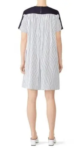 Slate + Willow Maternity Navy Stripe Crepe Pleated Back Shift Dress Size Large