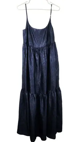 Sies Marjan Brianna Satin Maxi Dress Sleeveless Dark Navy Size Small NWT Pockets