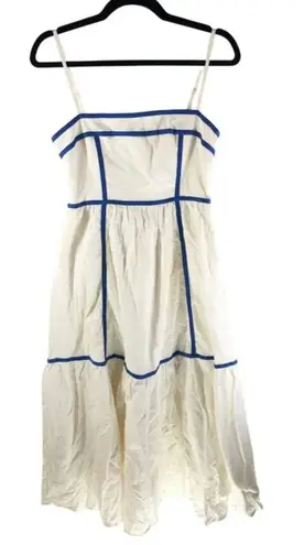 INDIKAH White Blue Striped Midi Dress