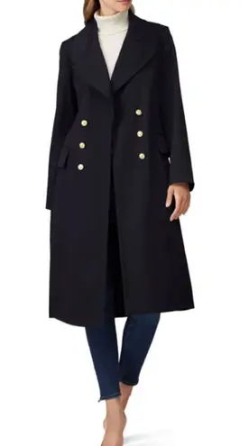 Victor Alfaro Collective Navy Blue Twill Double Breasted Coat Size Small $585