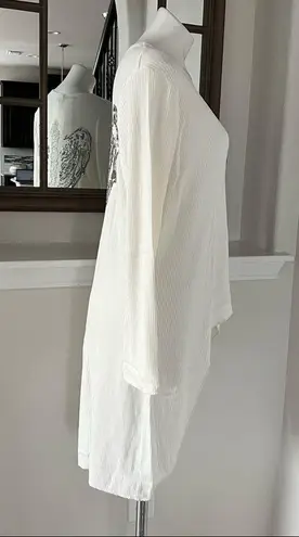 Belle France Off-White Button-Up Hi-Low Hem Sweater (Made in Italy) Size M New