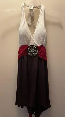 Wrapper Halter Dress with Beaded Waist