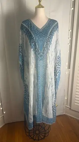 Soft Surroundings Boho Coverup in Blue and Silver S/M