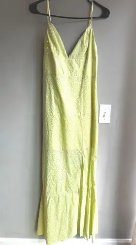Line and Dot Lime Green Sequin Gown Spaghetti Strap Evening Dress Formal Party