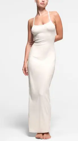 SKIMS Cotton Rib Long Tank Dress in Marble, Size Large