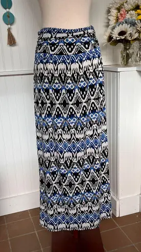 Apt. 9 Blue, Black & White Print Maxi Skirt