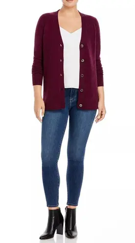 Cashmere Grandfather Cardigan in Burgundy from C by Bloomingdale's Size XS NWT Red