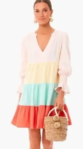 Pomander Place Kenzo Dress Womens Pastel 2XL Tiered Mini Preppy Beachy Coastal Pink Size XXL