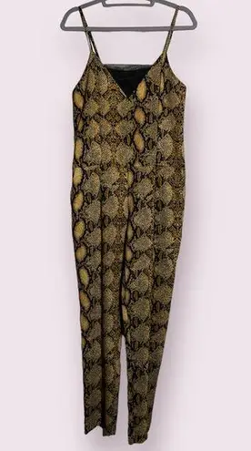 Olivaceous  Yellow and Black Snake Print Jumpsuit