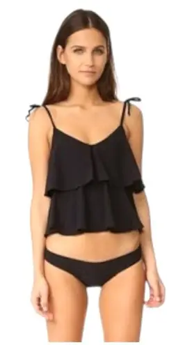 Lisa Marie Fernandez Bikini Top Women 4 Black Imaan Ruffled Tie Shoulder Swim