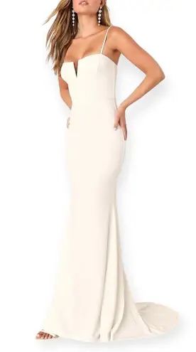 Lulus Finding the One White Mermaid Maxi Dress size XS NWT