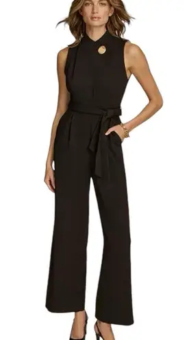 Donna Karan NWT Women's Mock-Neck Belted Jumpsuit Bk 6