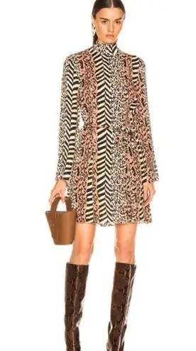 NWT Nanushka Animal Prnt Yai Pleated Mini Dress M Multiple Size M