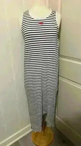 Frank & Eileen Asymmetrical Midi Tee Lab Dress Black White Stripes Small