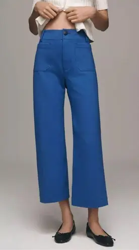 Maeve By Anthropologie Womens The Collette Wide Leg Floral Crop Pants Blue Sz 24