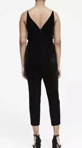 Banana Republic  Black Strappy Velvet Jumpsuit V-Neck Straight Leg Women's Size 4