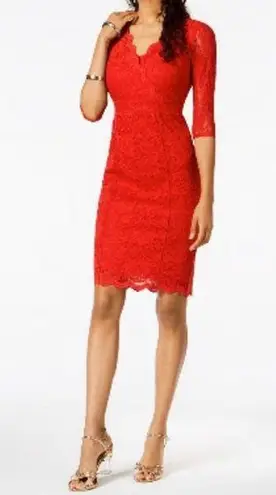 Thalia Sodi Women's Lace Sheath Dress Red Size Small