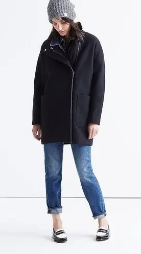 Madewell Black Wool City Grid Coat Size 0