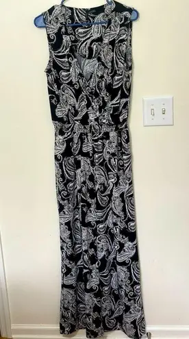 New Directions Black and White Ruched Jumpsuit Size L